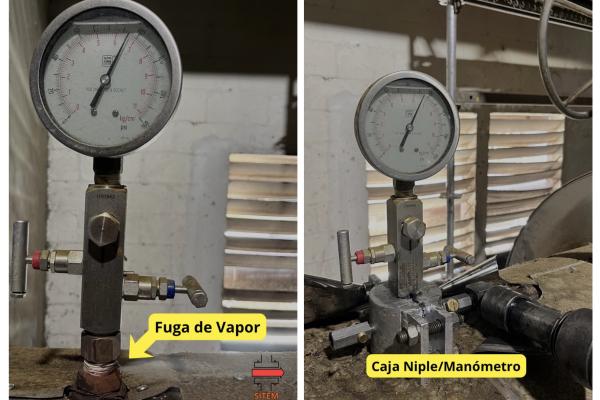 Fuga de Vapor en Niple/Manómetro