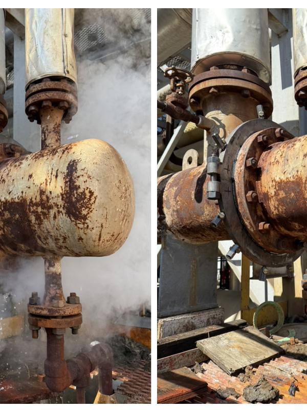 Sellado de Fuga de Vapor en Brida de 10 