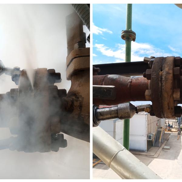 Sellado de Fuga de Vapor en Brida de 4
